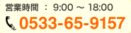 営業時間：9:00〜18:00 電話番号：0533-65-9157